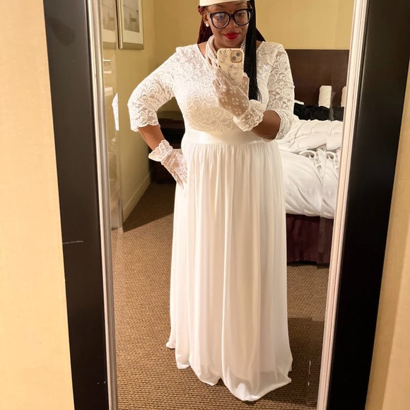 White Empire Waist Maxi Dress - Picture 1 of 4